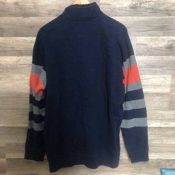 Fellows United Preppy Navy and Orange Striped Rugby Sweater XL - Picture 7 of 10